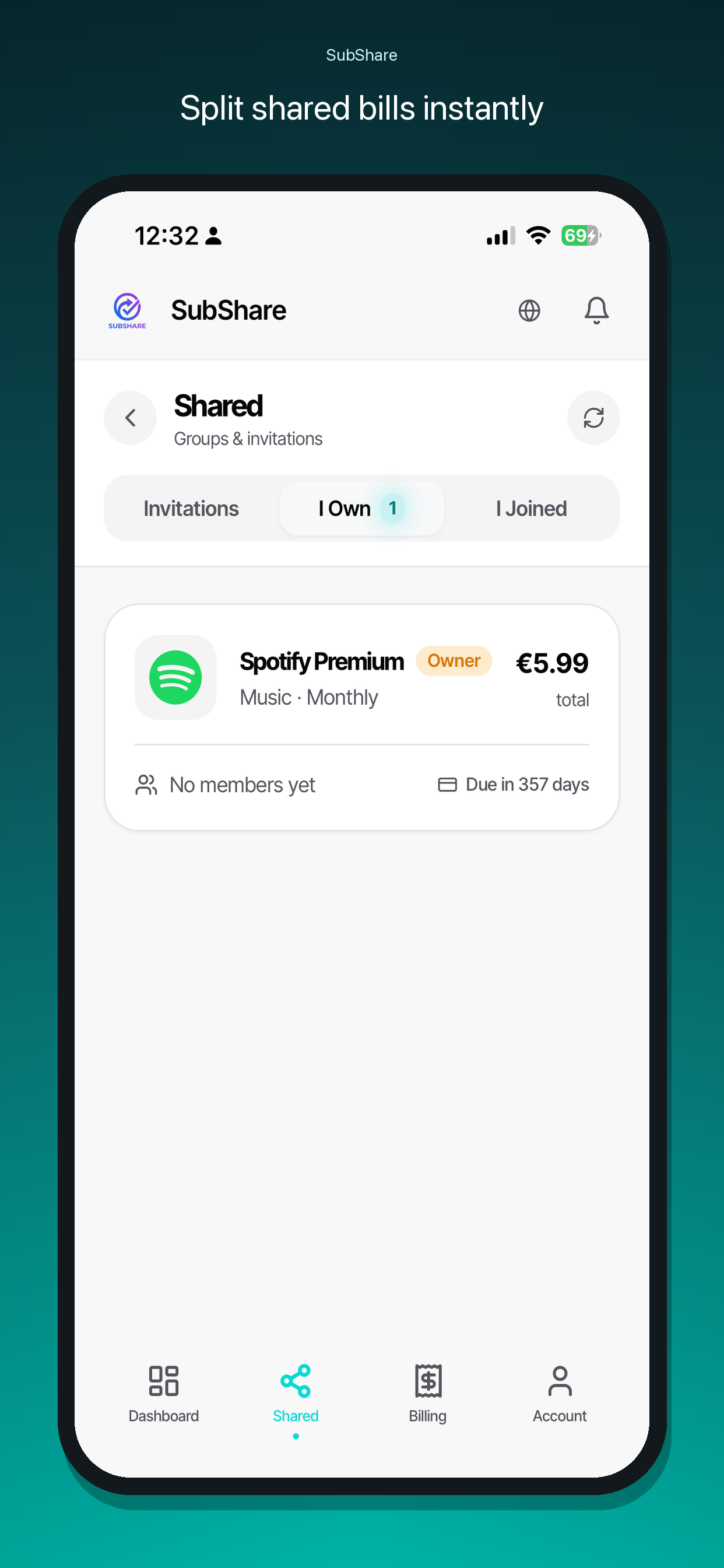 Split bills on iPhone